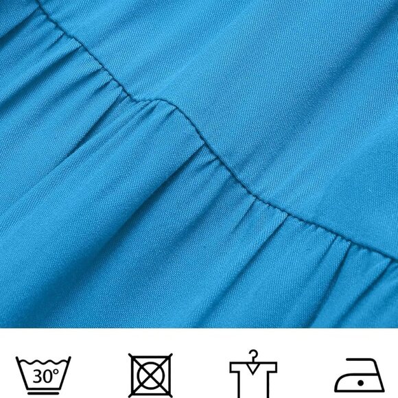 Women's 2025 Summer Casual Flutter Short Sleeve Crew Neck Smocked Elastic Waist - Picture 6 of 7